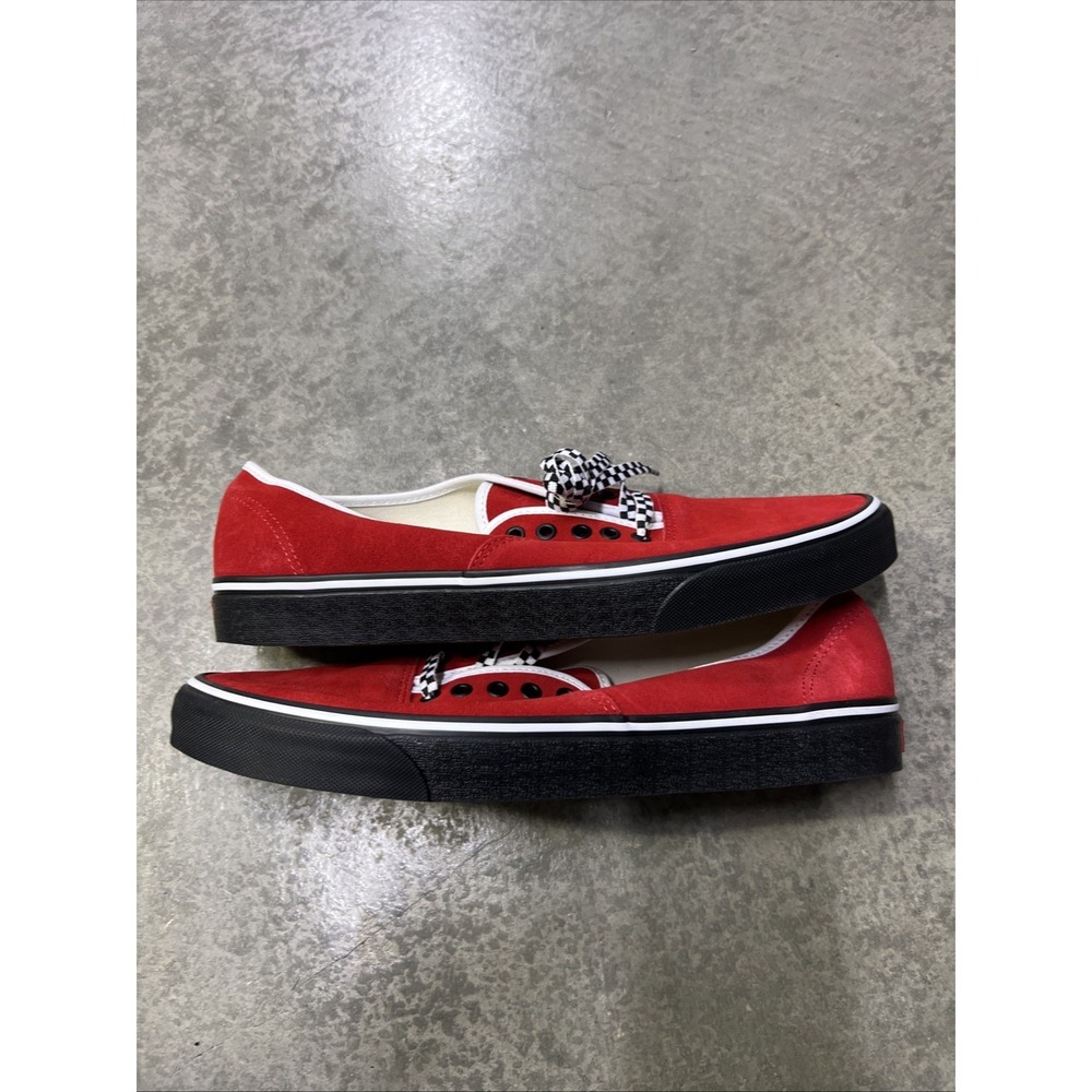 Vans Classic Authentic Shoes Custom Red Black White Mens Size 14 Rare - Picture 4 of 6